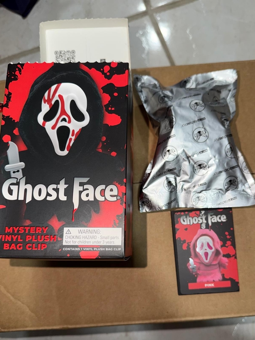 Culturefly Ghost face  Mystery Vinyl Plush Bag Clip 1/27 Pink Chase Scream